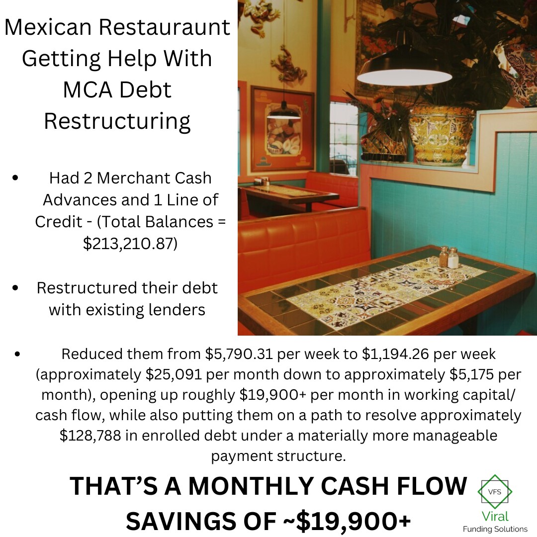 mexican restauraunt mca debt restructuring